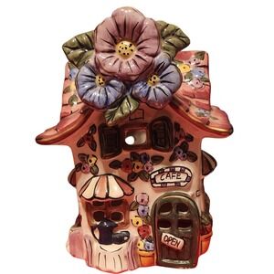 Blue Sky Ceramic Cafe House Tea Light Holder Cottagecore Floral